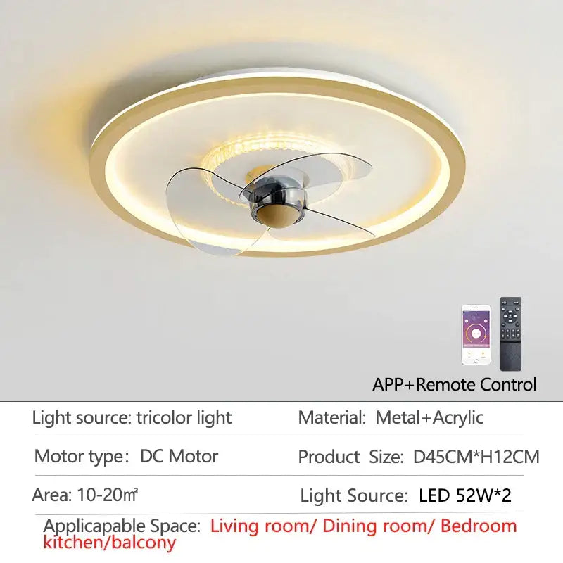 White LED Ceiling Fan with Transparent Blades