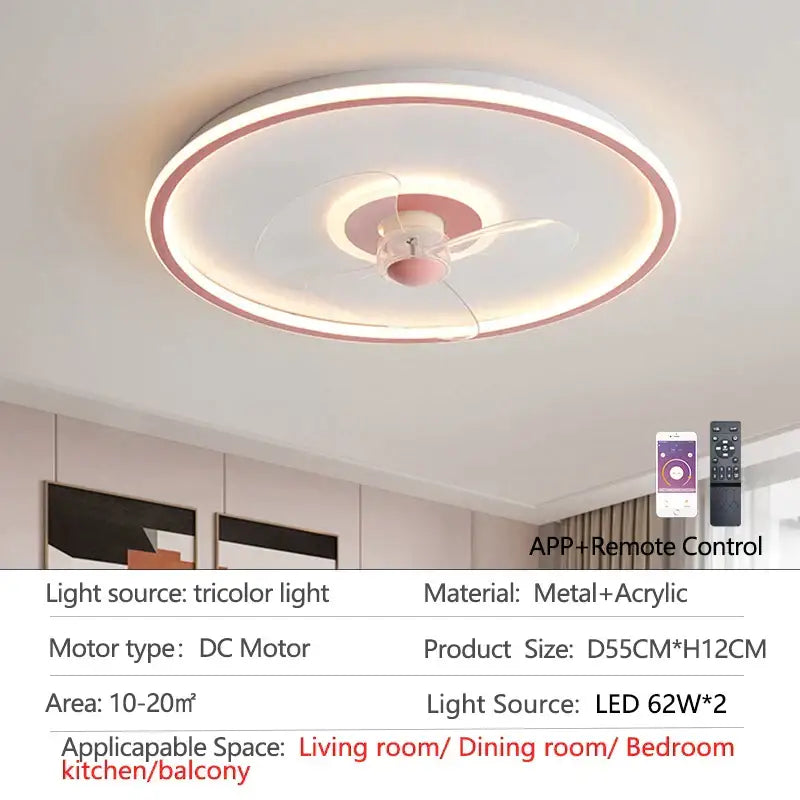 White LED Ceiling Fan with Transparent Blades