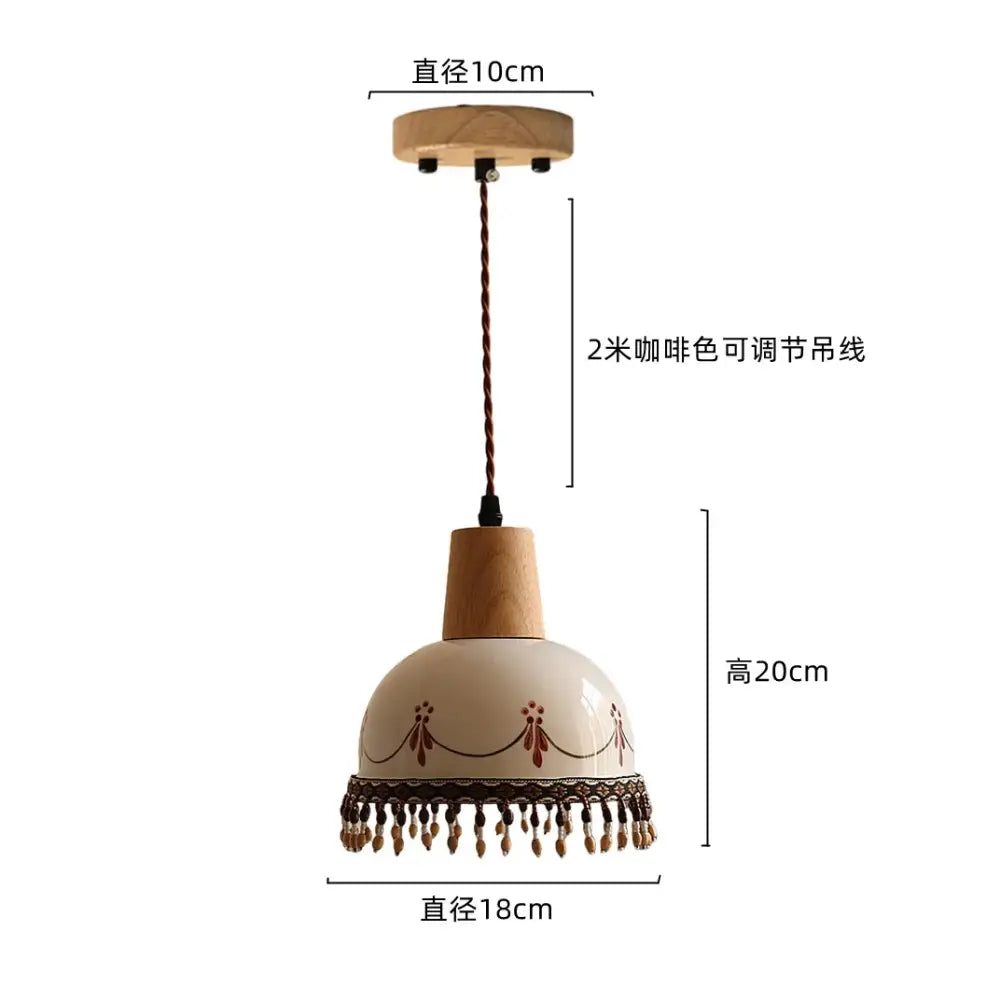 White Ceramic Wood Pendant
