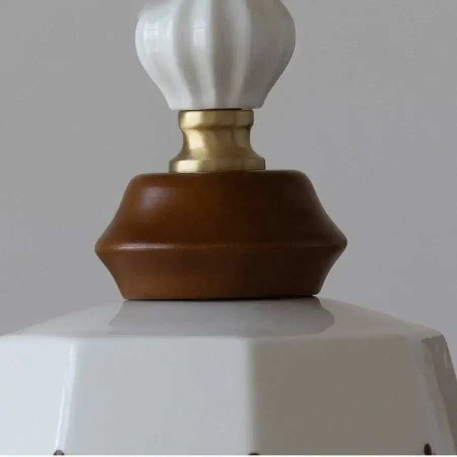White Ceramic Wood Pendant