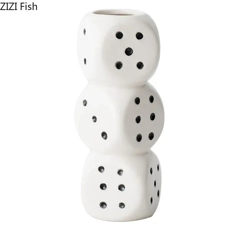 White Ceramic Dice Vase