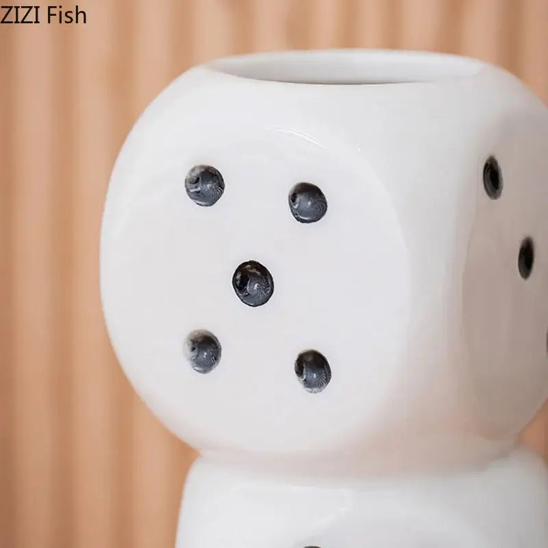 White Ceramic Dice Vase