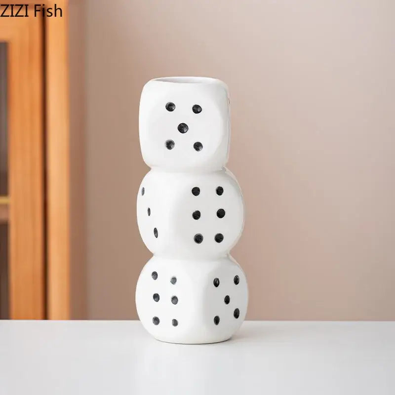 White Ceramic Dice Vase