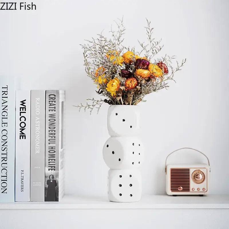 White Ceramic Dice Vase