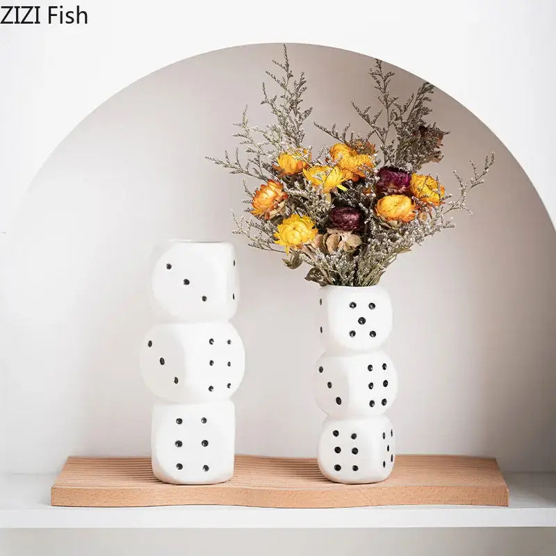 White Ceramic Dice Vase