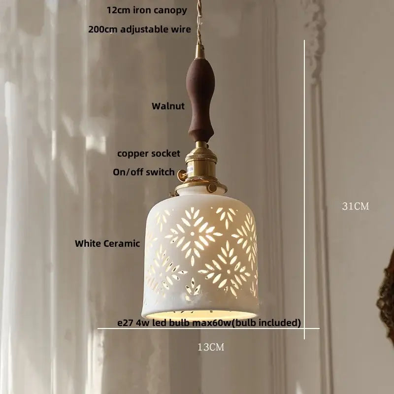 White Ceramic Flower Pendant