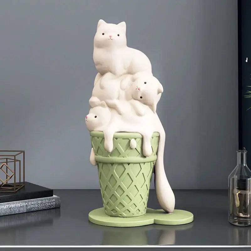 White Ceramic Cat Sculpture