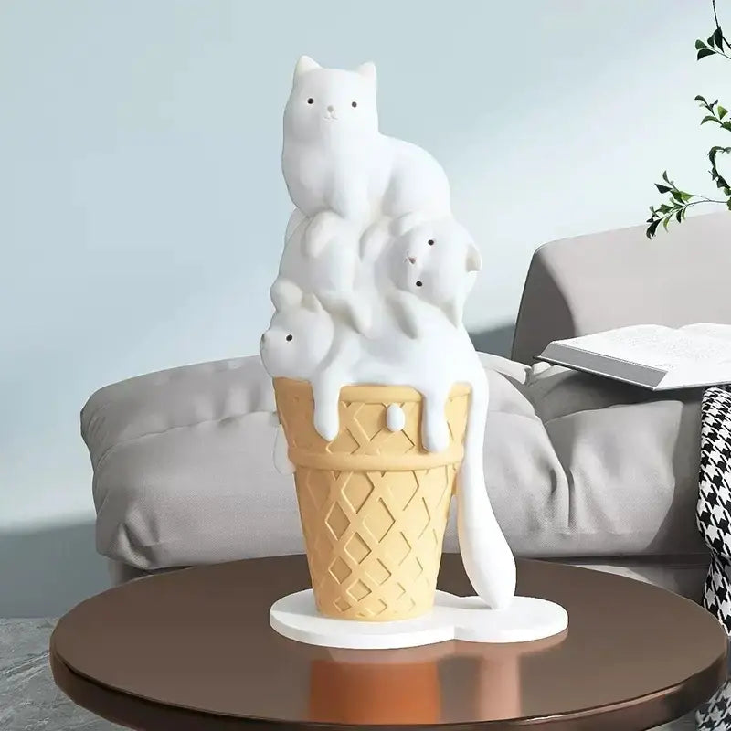 White Ceramic Cat Sculpture