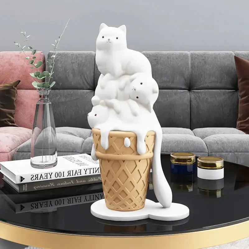 White Ceramic Cat Sculpture