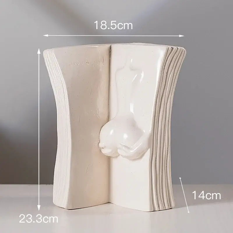 White Ceramic Face Book Vase