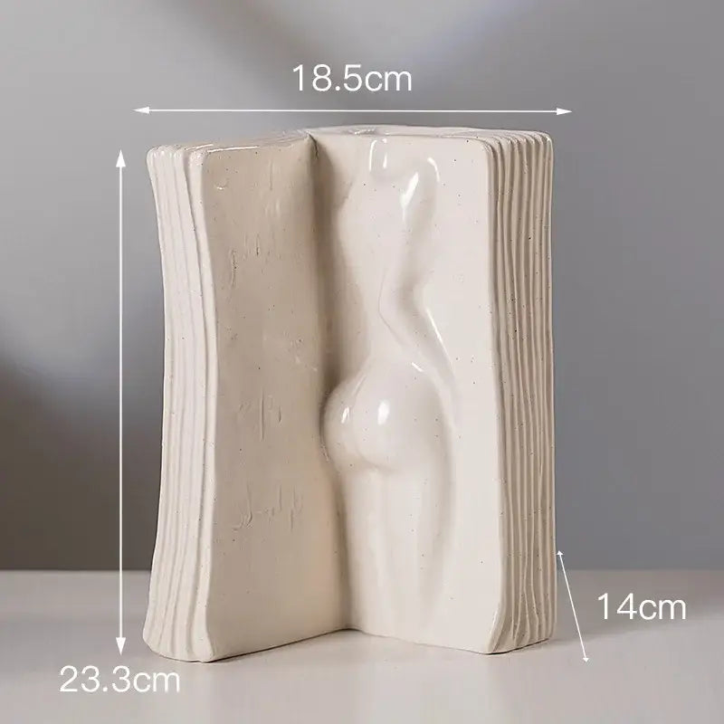 White Ceramic Face Book Vase
