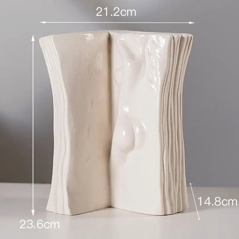 White Ceramic Face Book Vase