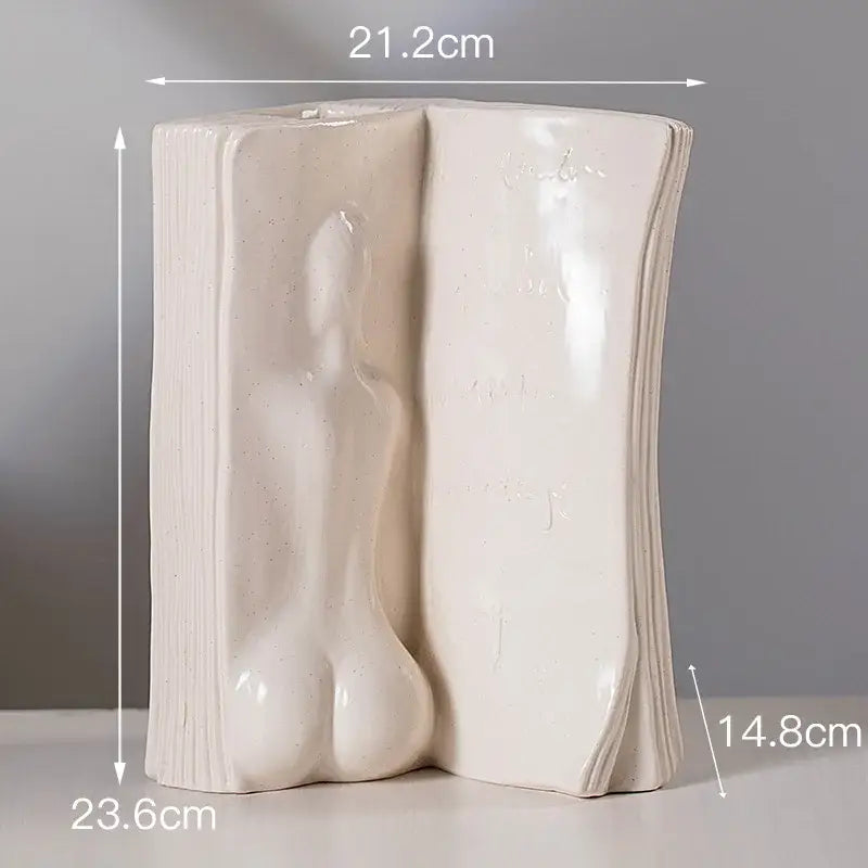 White Ceramic Face Book Vase