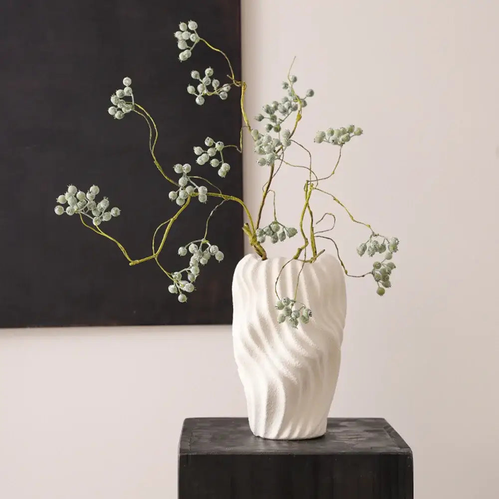 White Wavy Ceramic Vase