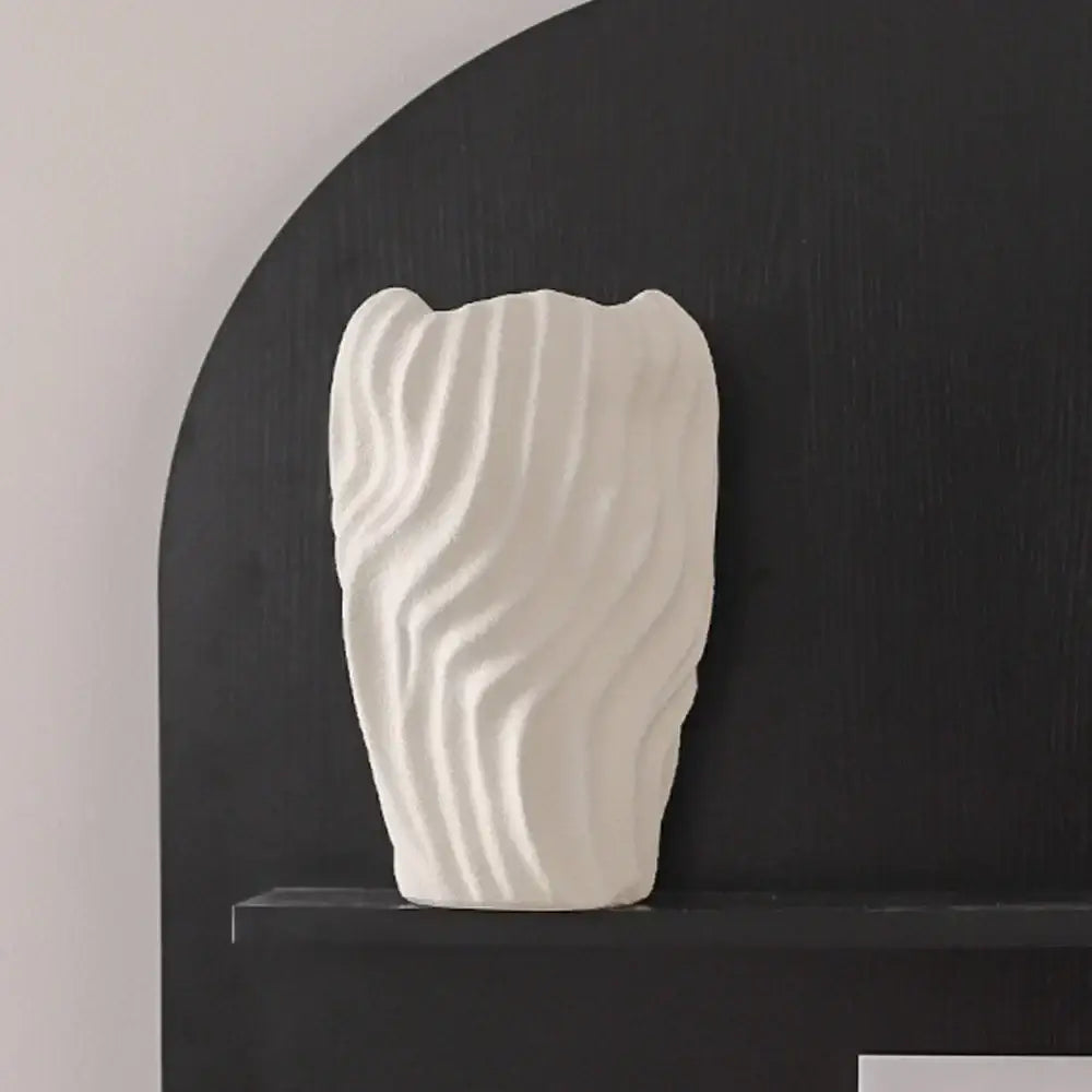 White Wavy Ceramic Vase