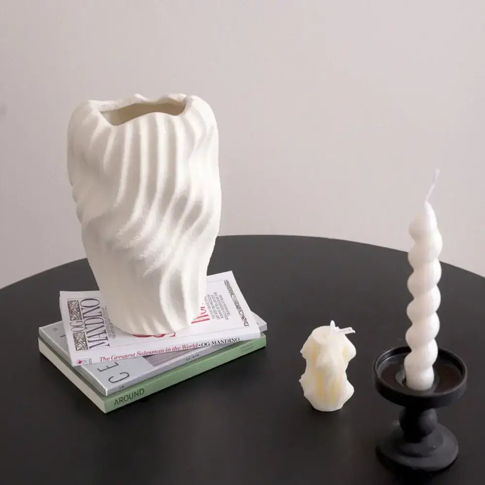 White Wavy Ceramic Vase