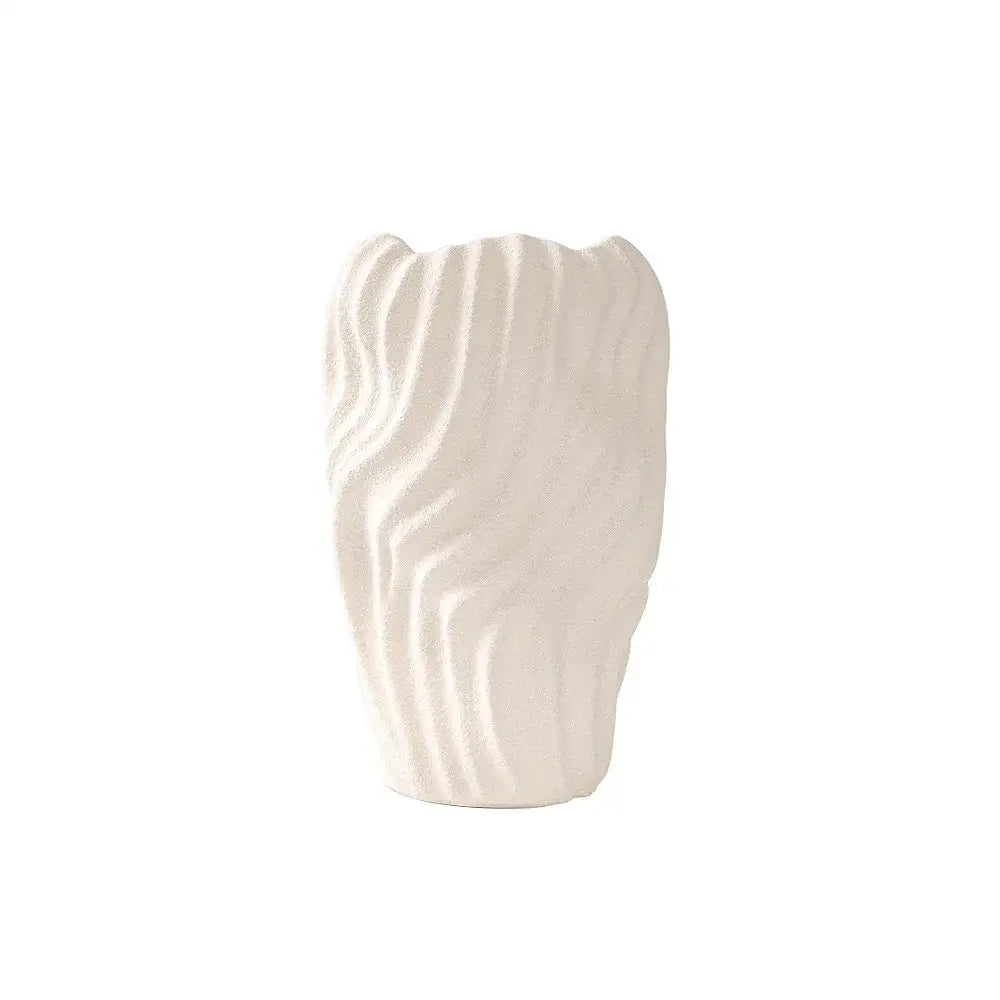 White Wavy Ceramic Vase
