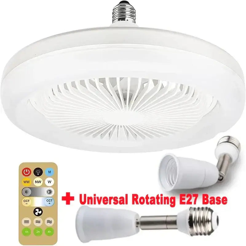 White Modern Ceiling Fan Quiet Remote Control