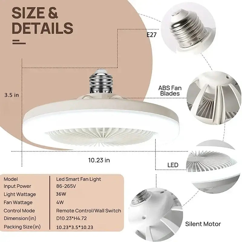 White Modern Ceiling Fan Quiet Remote Control