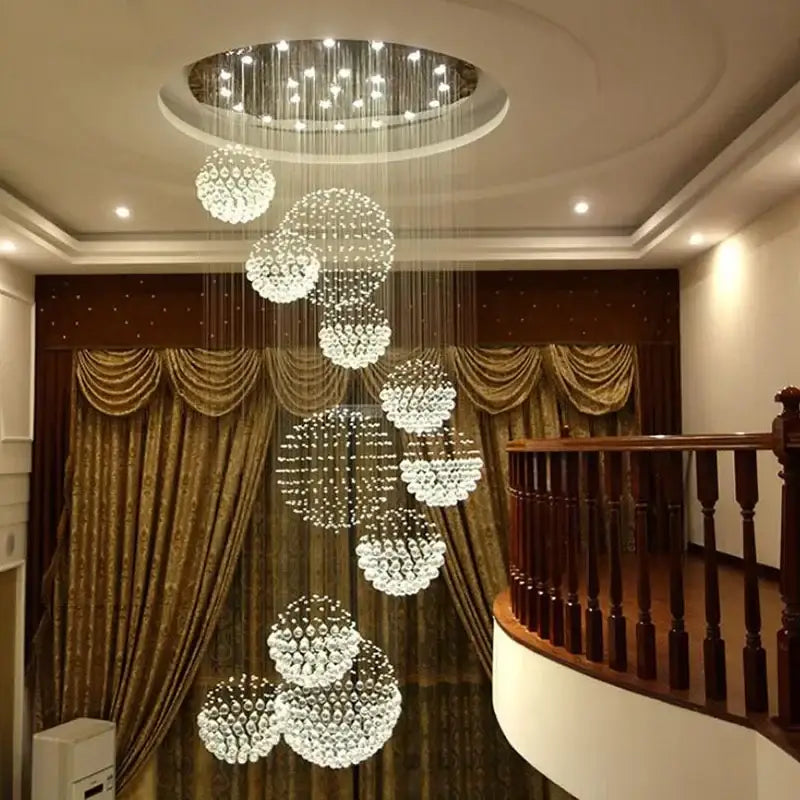 White Crystal Ball Chandelier
