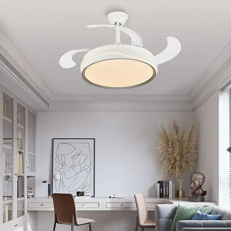 White Curved Blade Fan Light