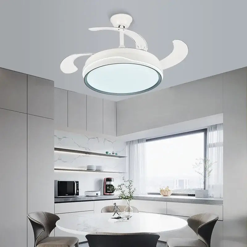 White Curved Blade Fan Light