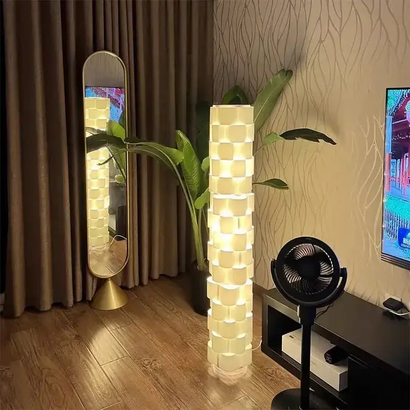 White Cylindrical Floor Lamp