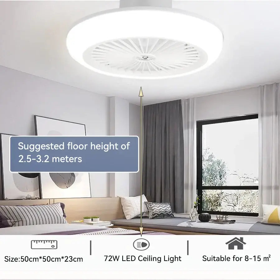 White Ceiling Fan Light Silent Motor 72W