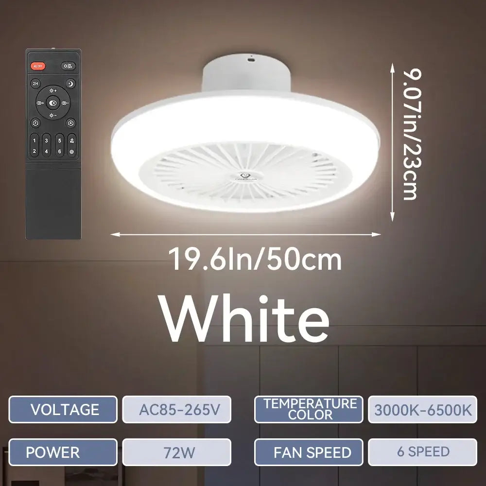 White Ceiling Fan Light Silent Motor 72W