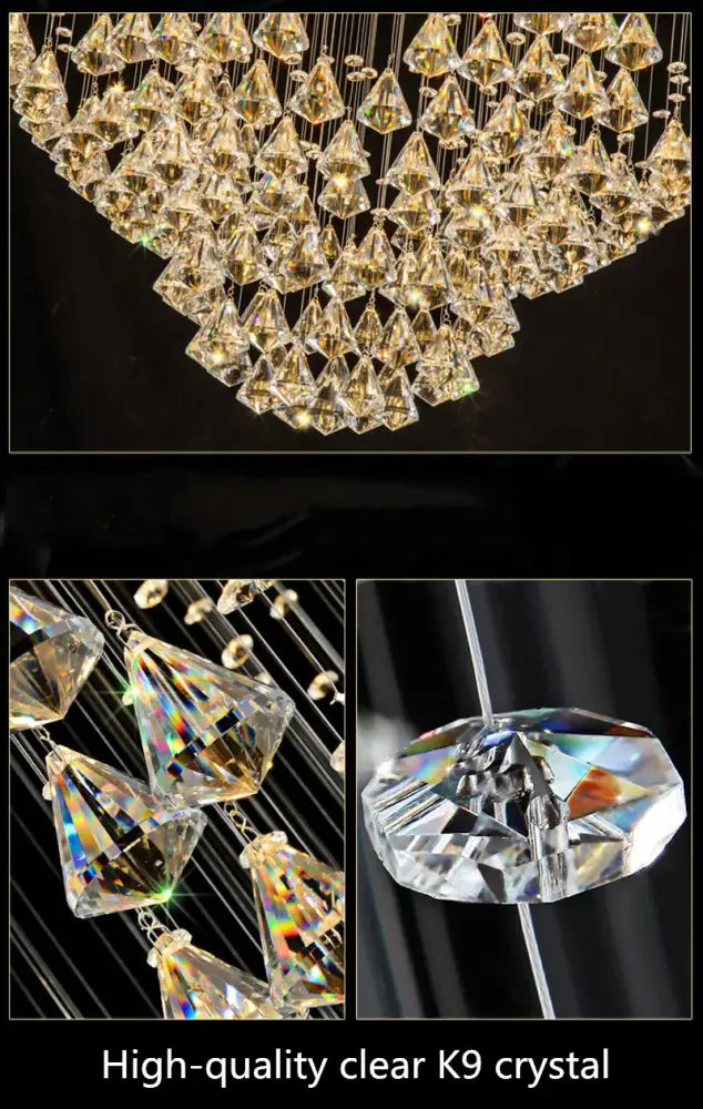 White Diamond Crystal Steel Modern Chandelier