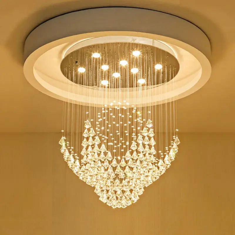 White Diamond Crystal Steel Modern Chandelier