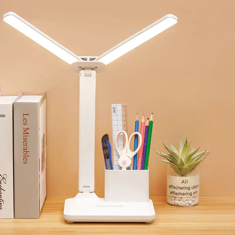 White Dual Arm Desk Lamp