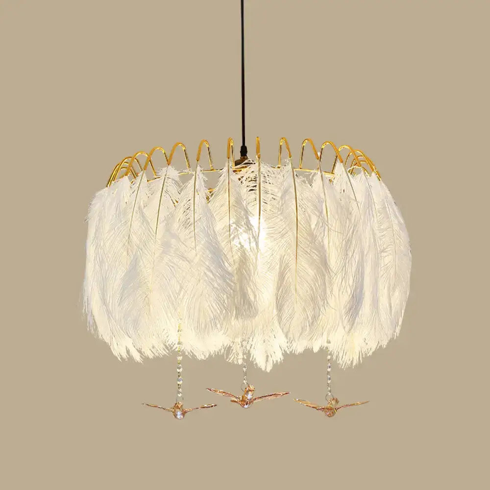 White Feather Chandelier Light