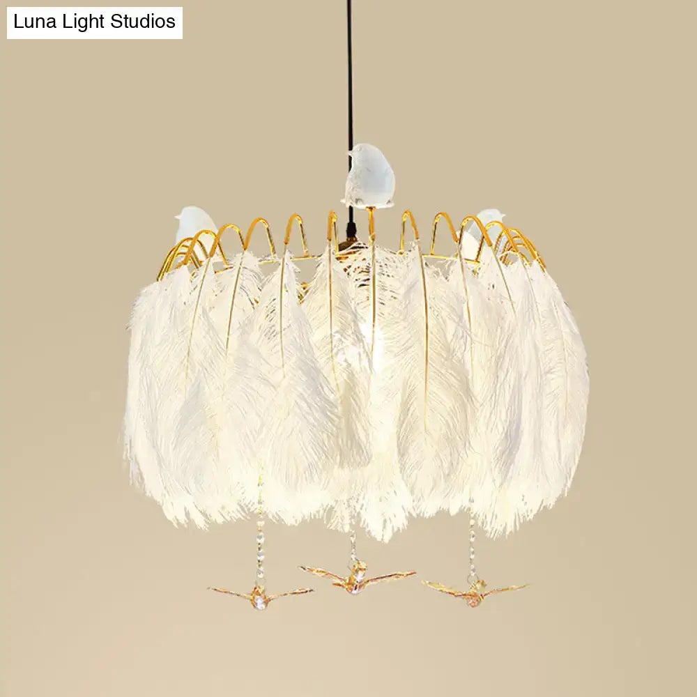 White Feather Chandelier Light