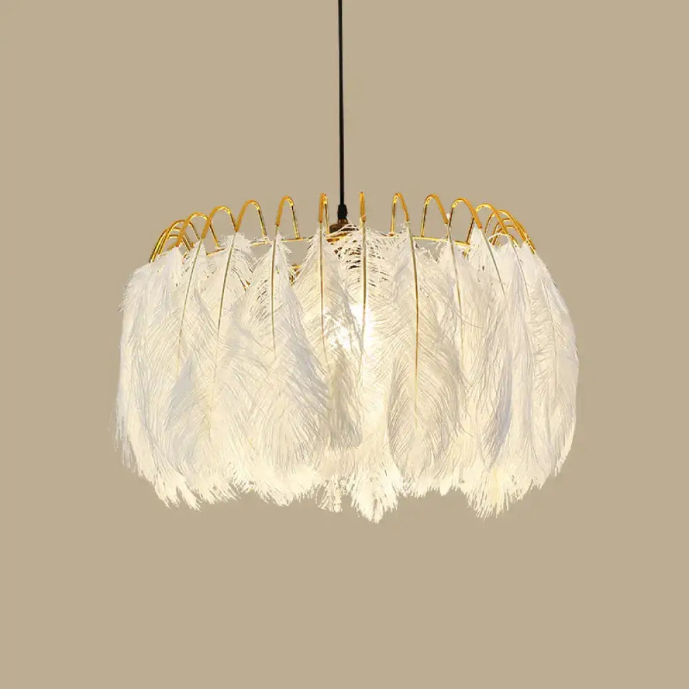 White Feather Chandelier Light
