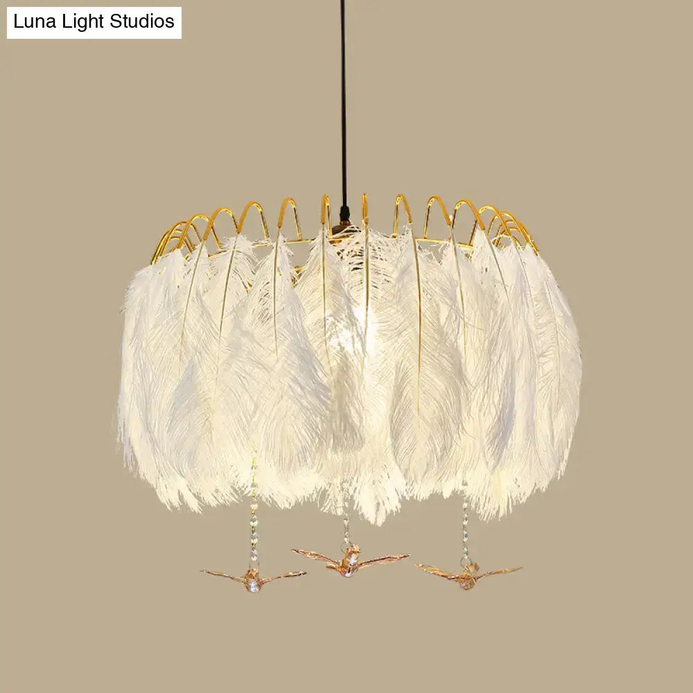 White Feather Chandelier Light