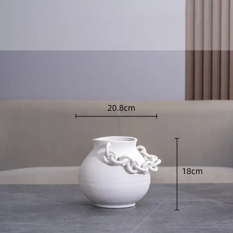 White Geometric Chain Vase