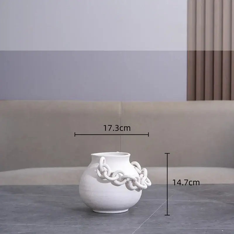 White Geometric Chain Vase