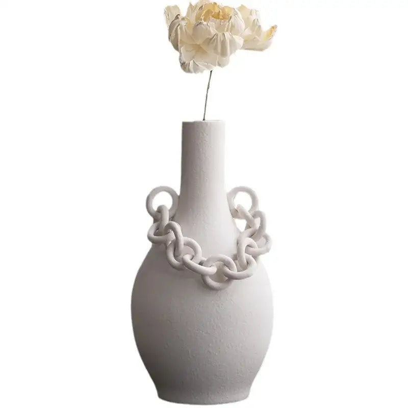 White Geometric Chain Vase