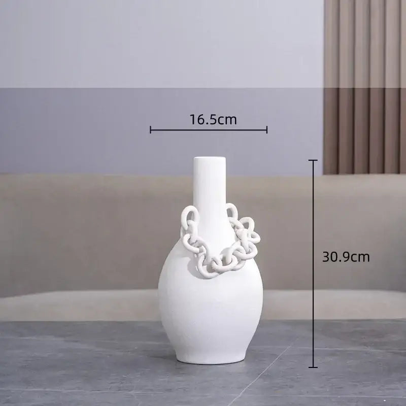 White Geometric Chain Vase