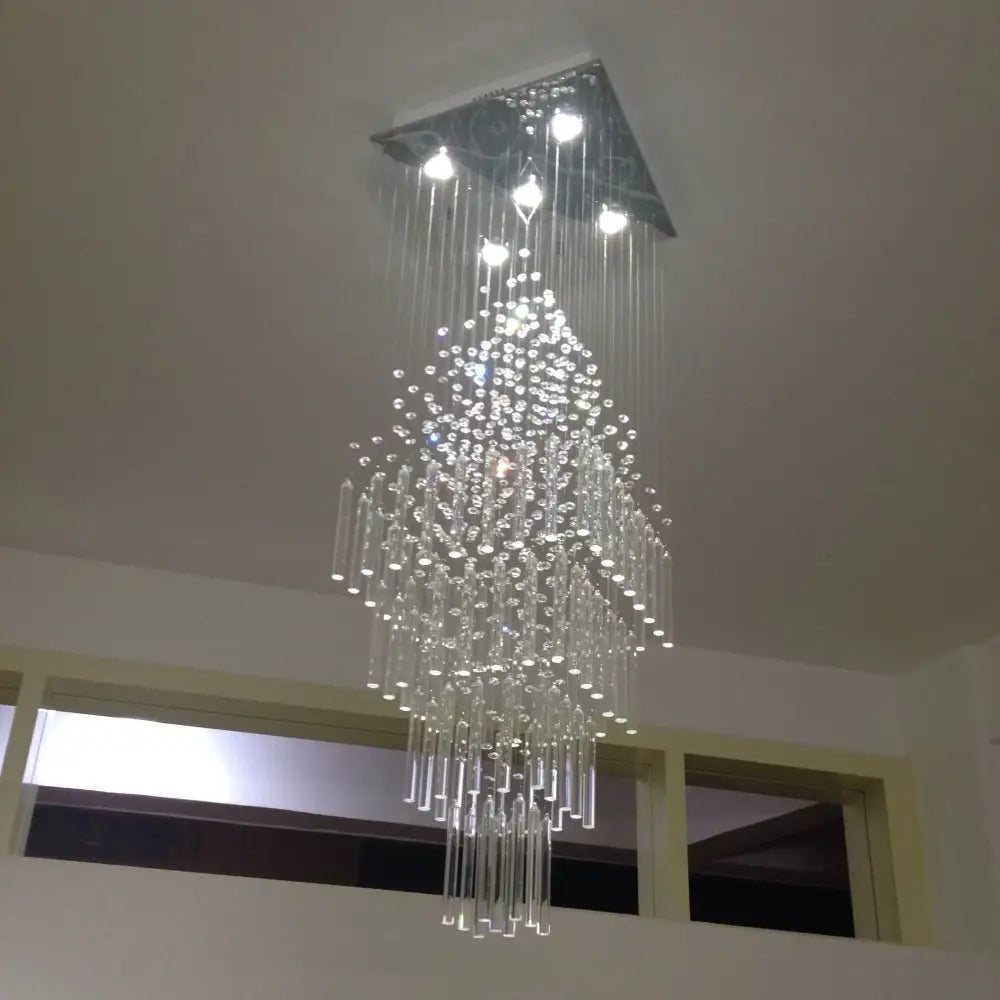 White Geometric Crystal Chandelier