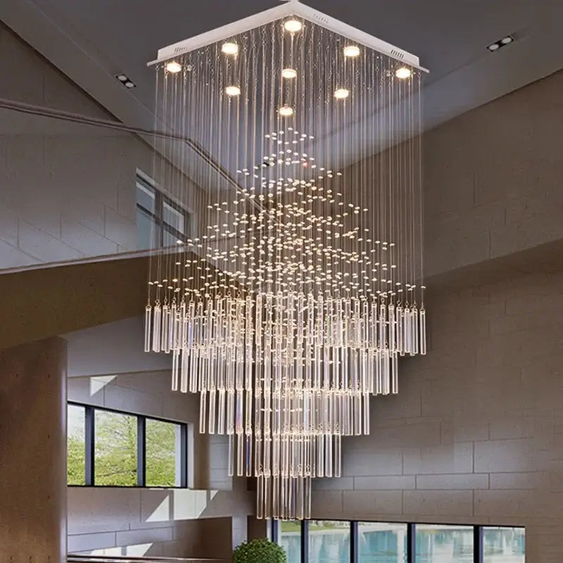 White Geometric Crystal Chandelier