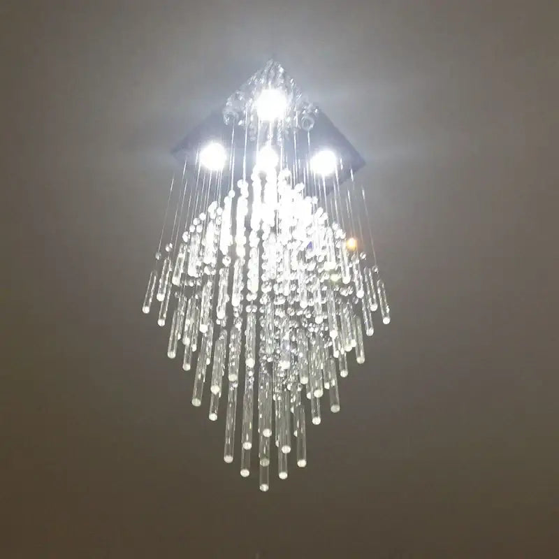 White Geometric Crystal Chandelier