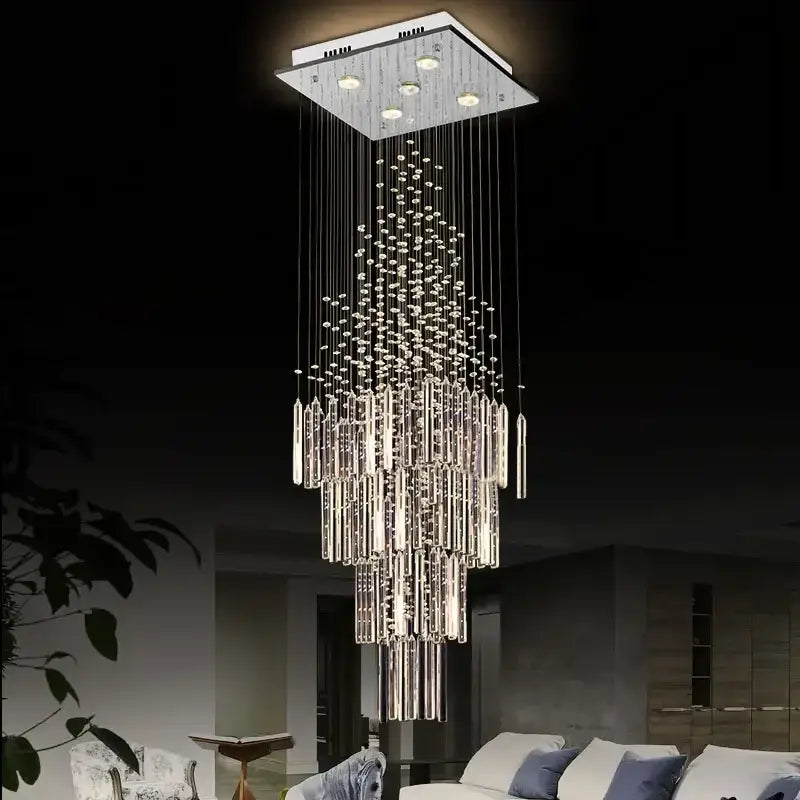 White Geometric Crystal Chandelier