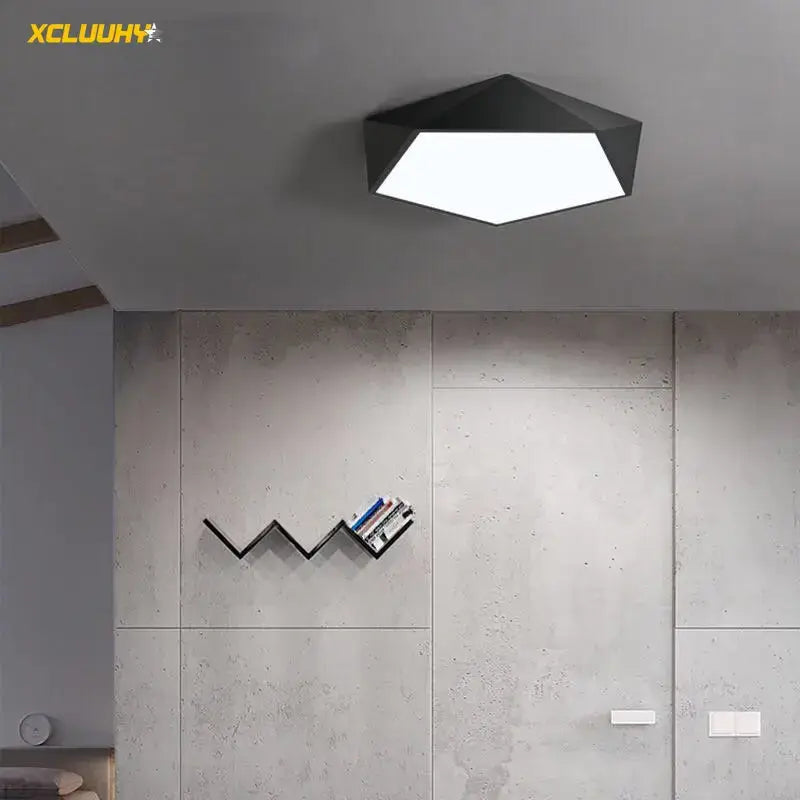 White Geometric LED Ceiling Lamp