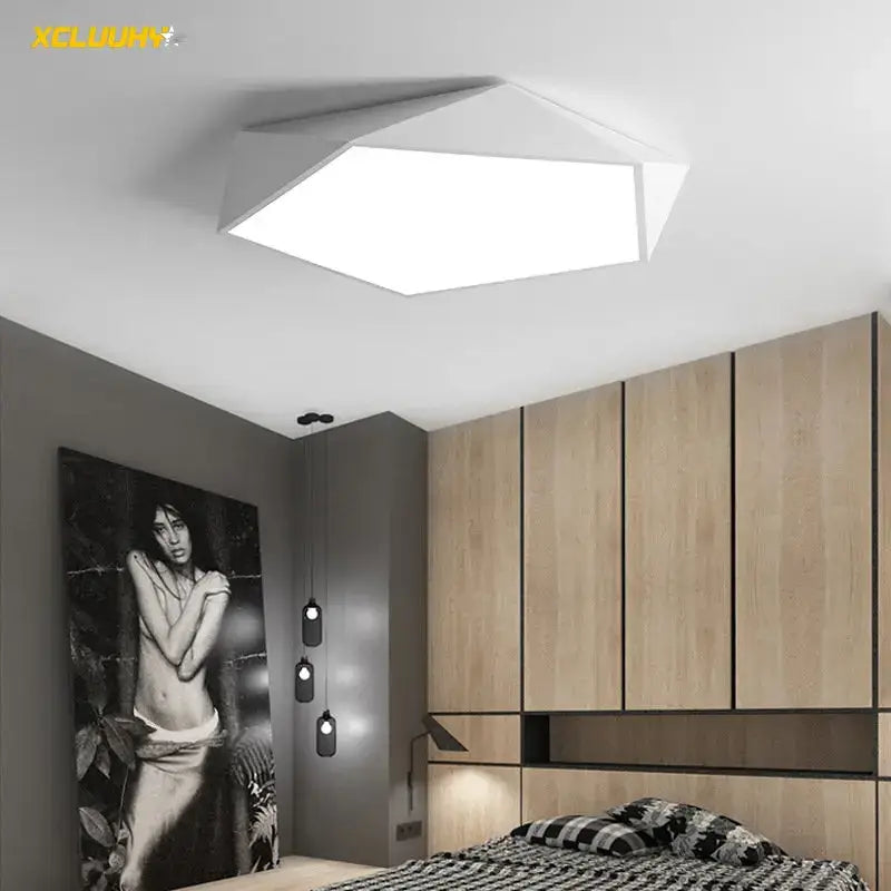 White Geometric LED Ceiling Lamp
