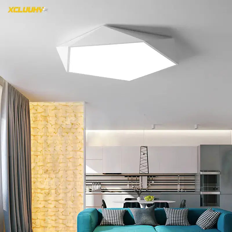 White Geometric LED Ceiling Lamp