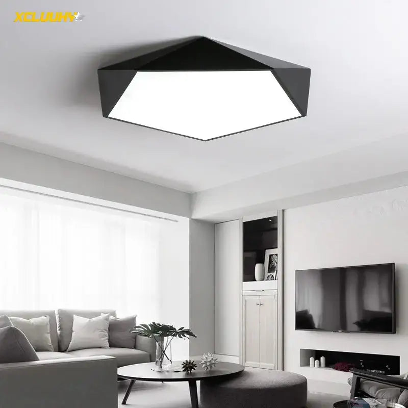 White Geometric LED Ceiling Lamp