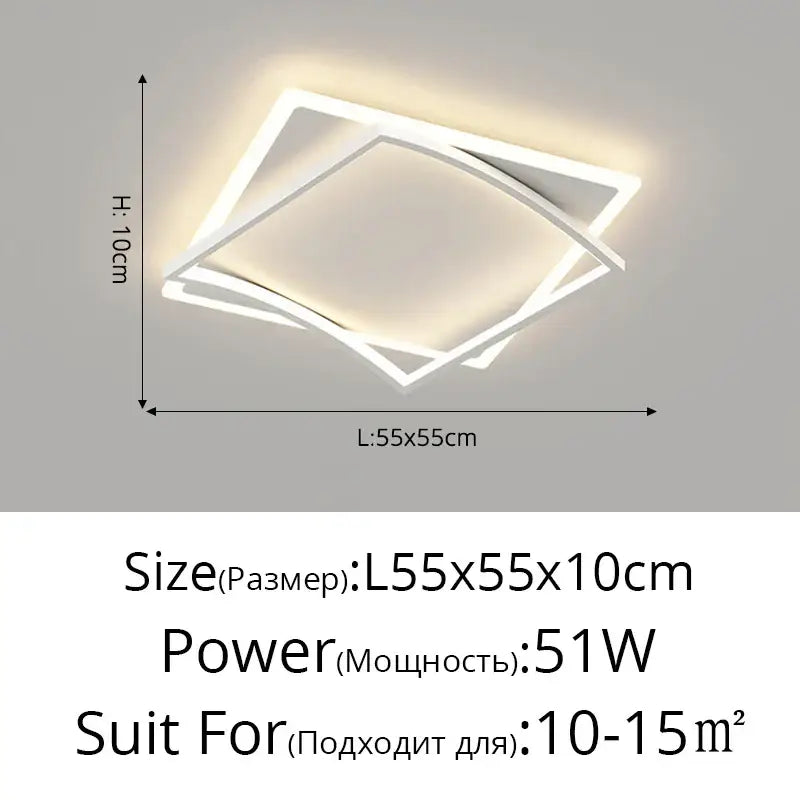 White Geometric Ceiling Light Remote-Control