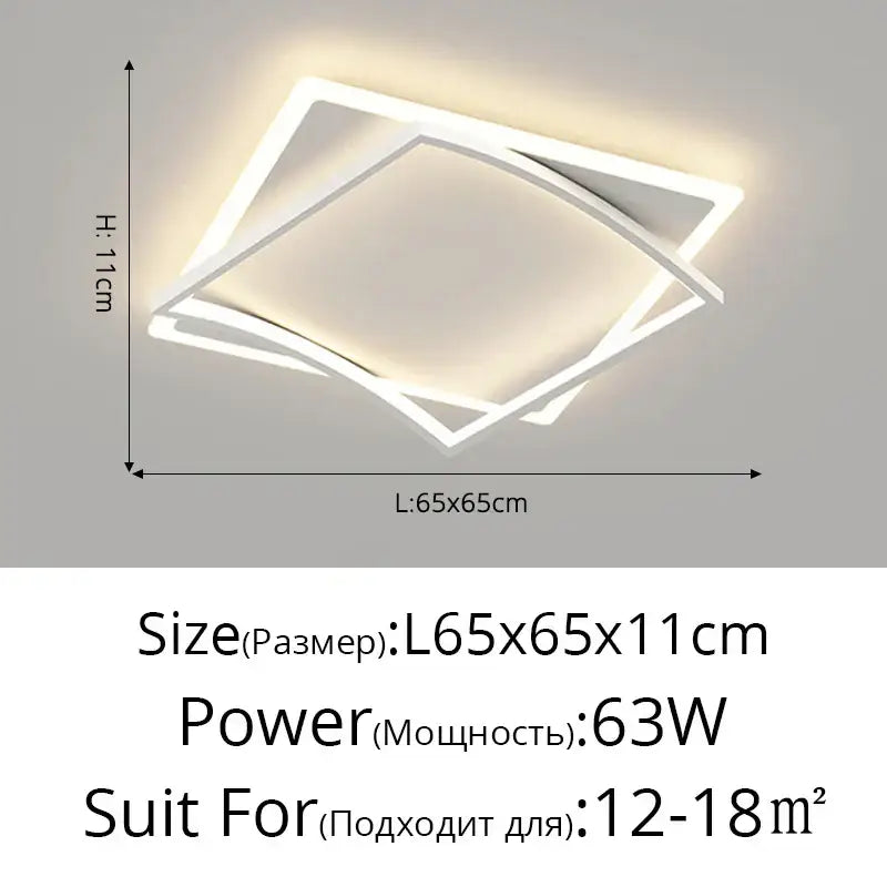White Geometric Ceiling Light Remote-Control